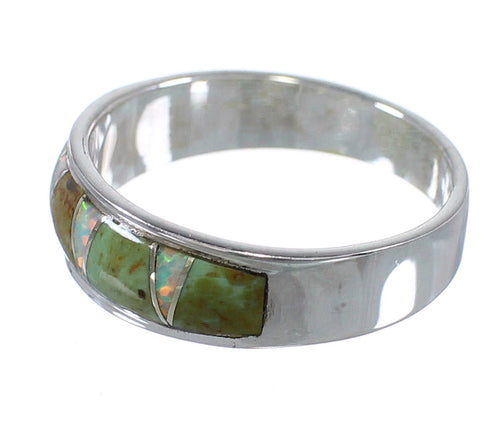 Turquoise Opal Inlay Genuine Sterling Silver Ring Size 6-1/2 RX82993